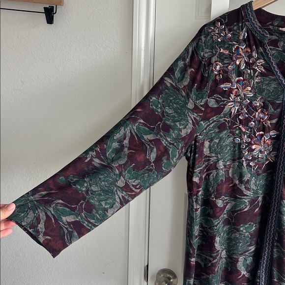 Soft Surroundings tunic hippie top embroidery boho floral 1X - Picture 5 of 7